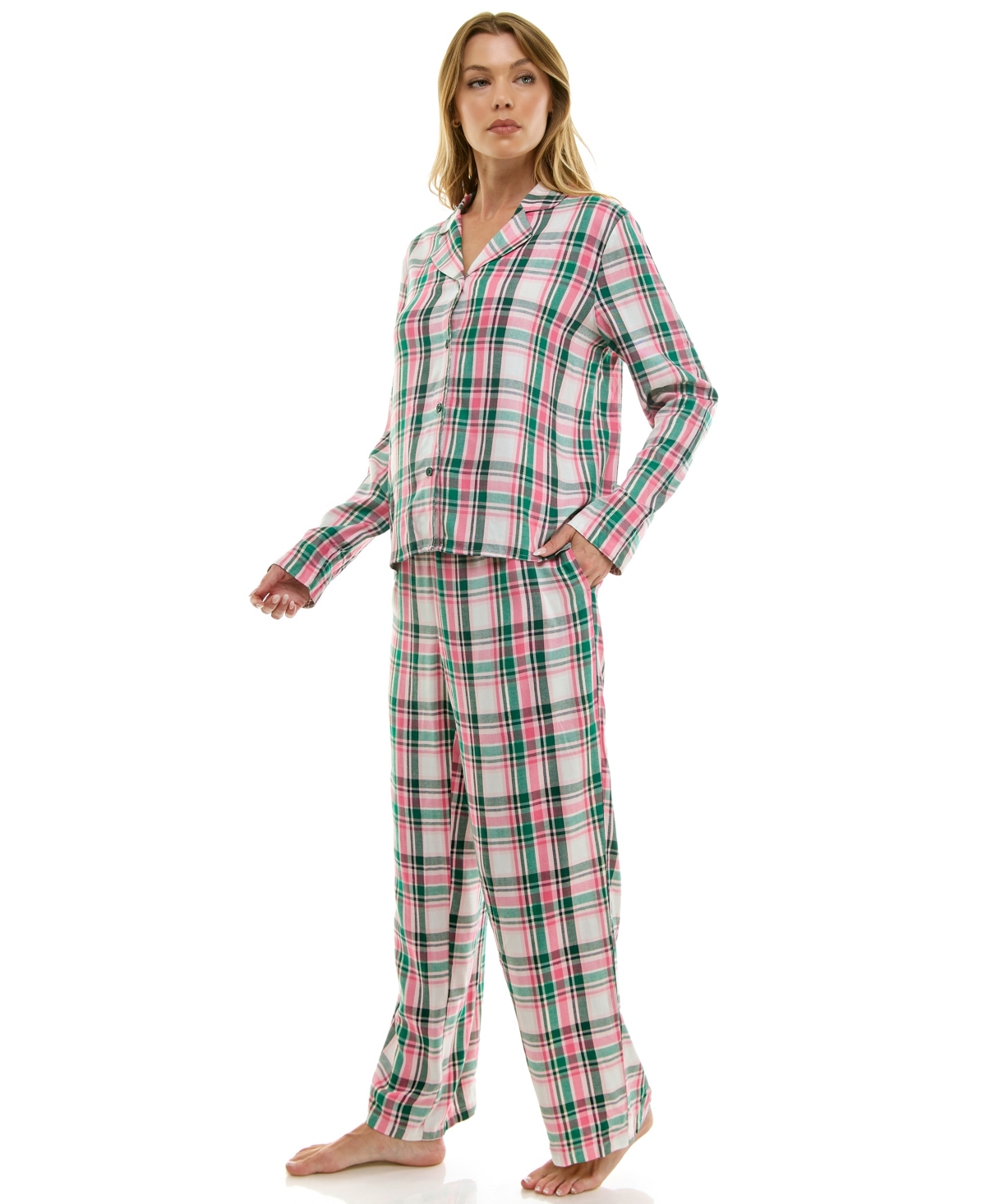 Roudelain Women's 2-Piece Plaid Top and Pants Set