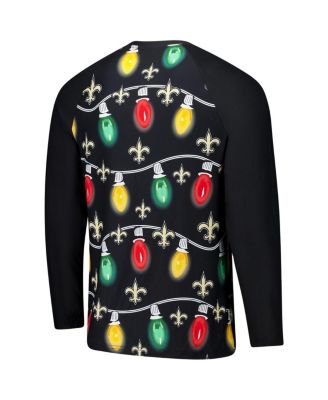 Men's 2-Piece Black New Orleans Saints Garland Knit Raglan Long Sleeve Top and Pants Set