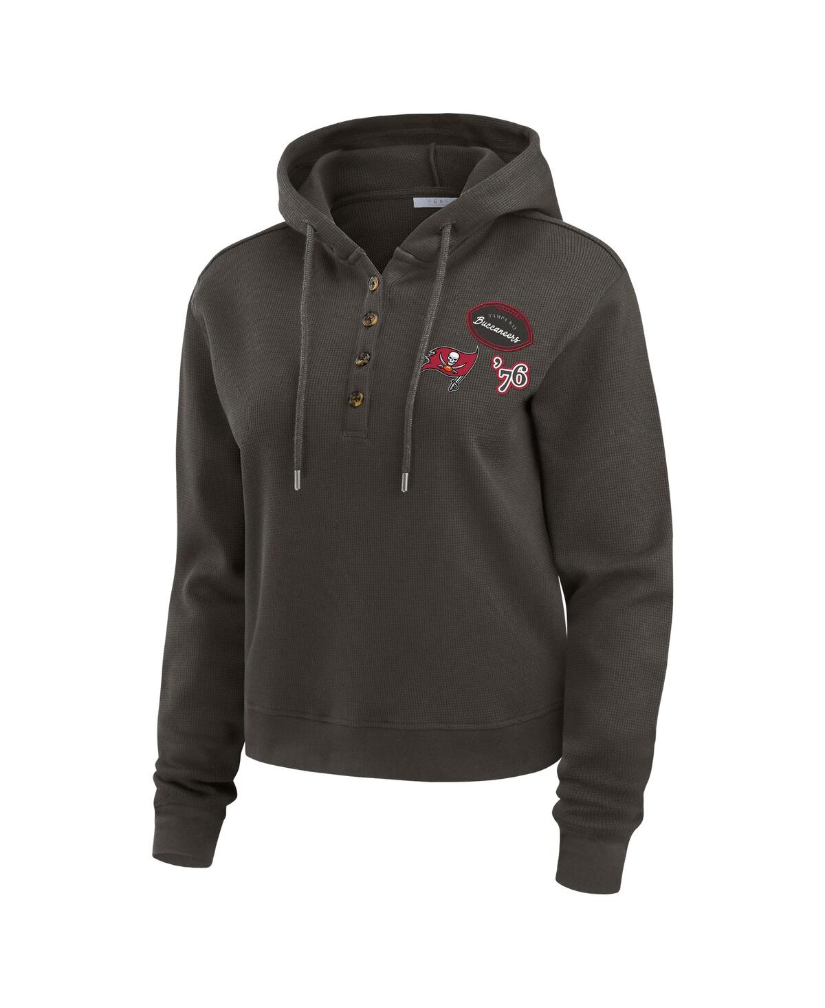 Wear By Erin Andrews Women's Pewter Tampa Bay Buccaneers Waffle Hoodie Pullover Top In Animal Print
