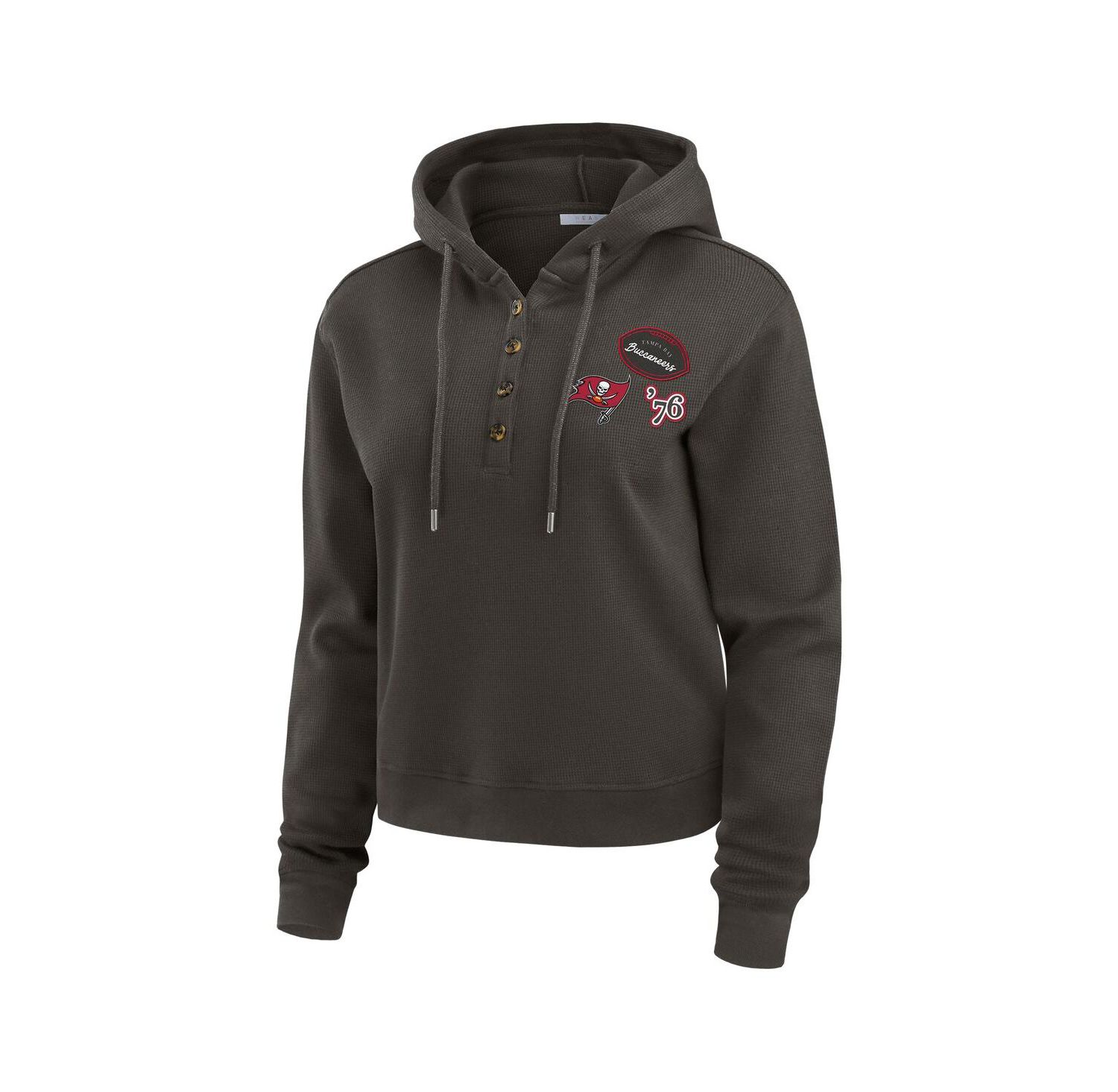 Women's Pewter Tampa Bay Buccaneers Waffle Hoodie Pullover Top