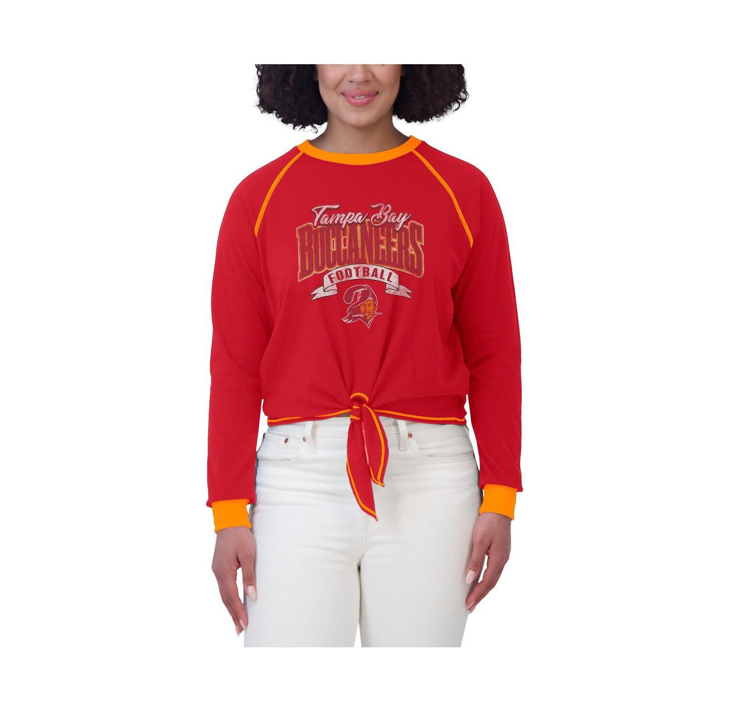 Women's Red/Orange Tampa Bay Buccaneers Tie-Front Long Sleeve Top