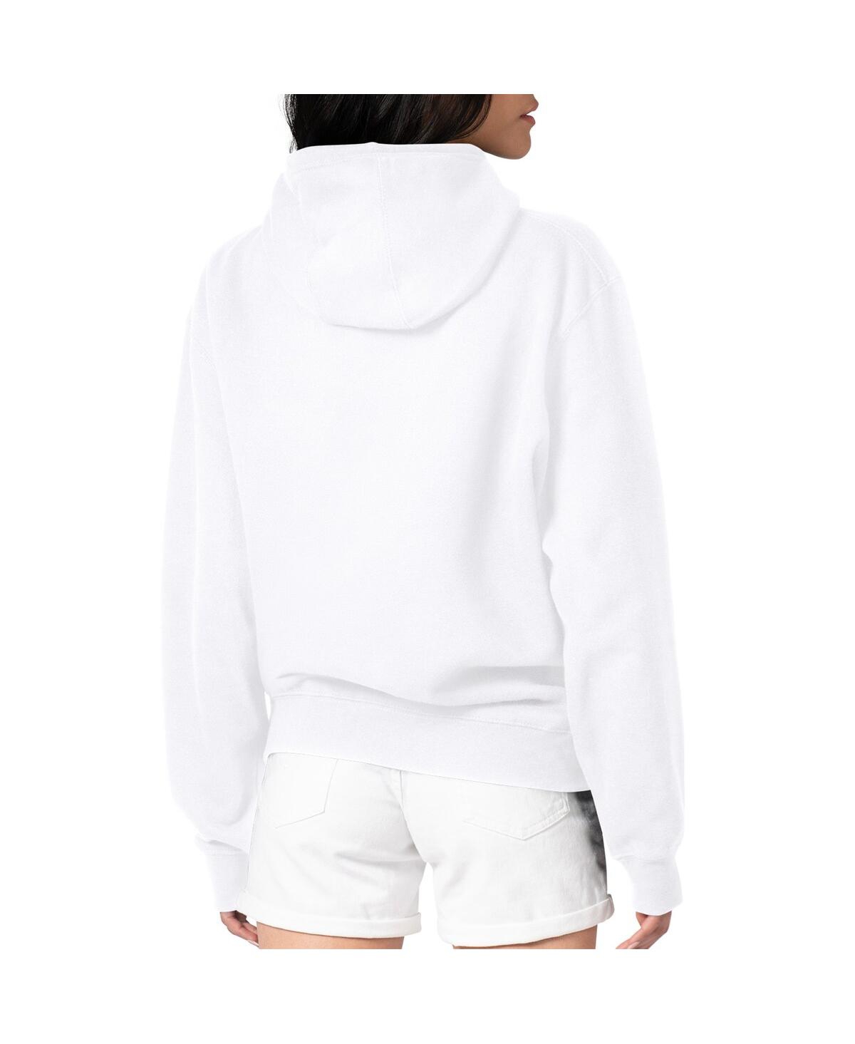 G-iii 4her By Carl Banks Women's White Philadelphia Eagles Team Logo Graphic Fleece Tri-blend Pullover Hoodie In White