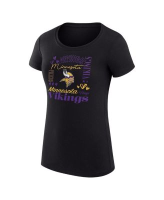 Women's Black Minnesota Vikings Super-Slim Fit Lightweight Collage Team T-Shirt