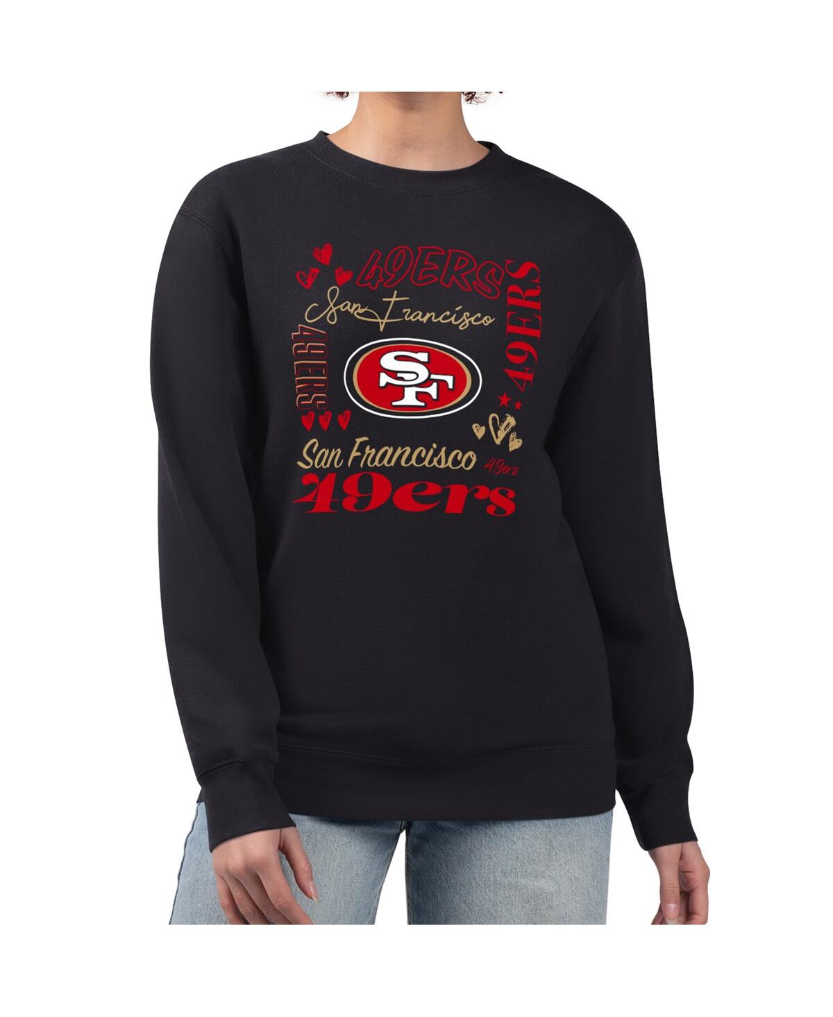 G-iii 4her By Carl Banks Women's Black San Francisco 49ers Collage Graphic Fleece Pullover Sweatshirt In Black
