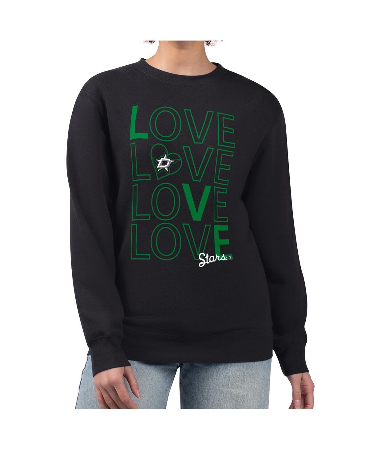 G-iii 4her By Carl Banks Women's Black Dallas Stars Lots Of Love Team Logo Graphic Pullover Sweatshirt