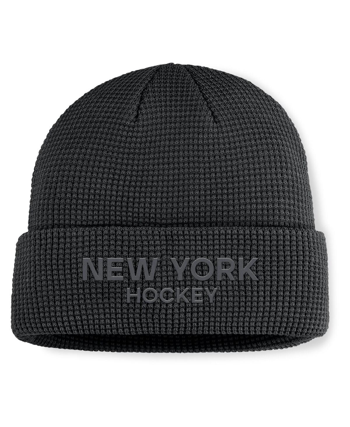 Fanatics Men's Black New York Rangers Authentic Pro Road Cuffed Knit Hat In Black