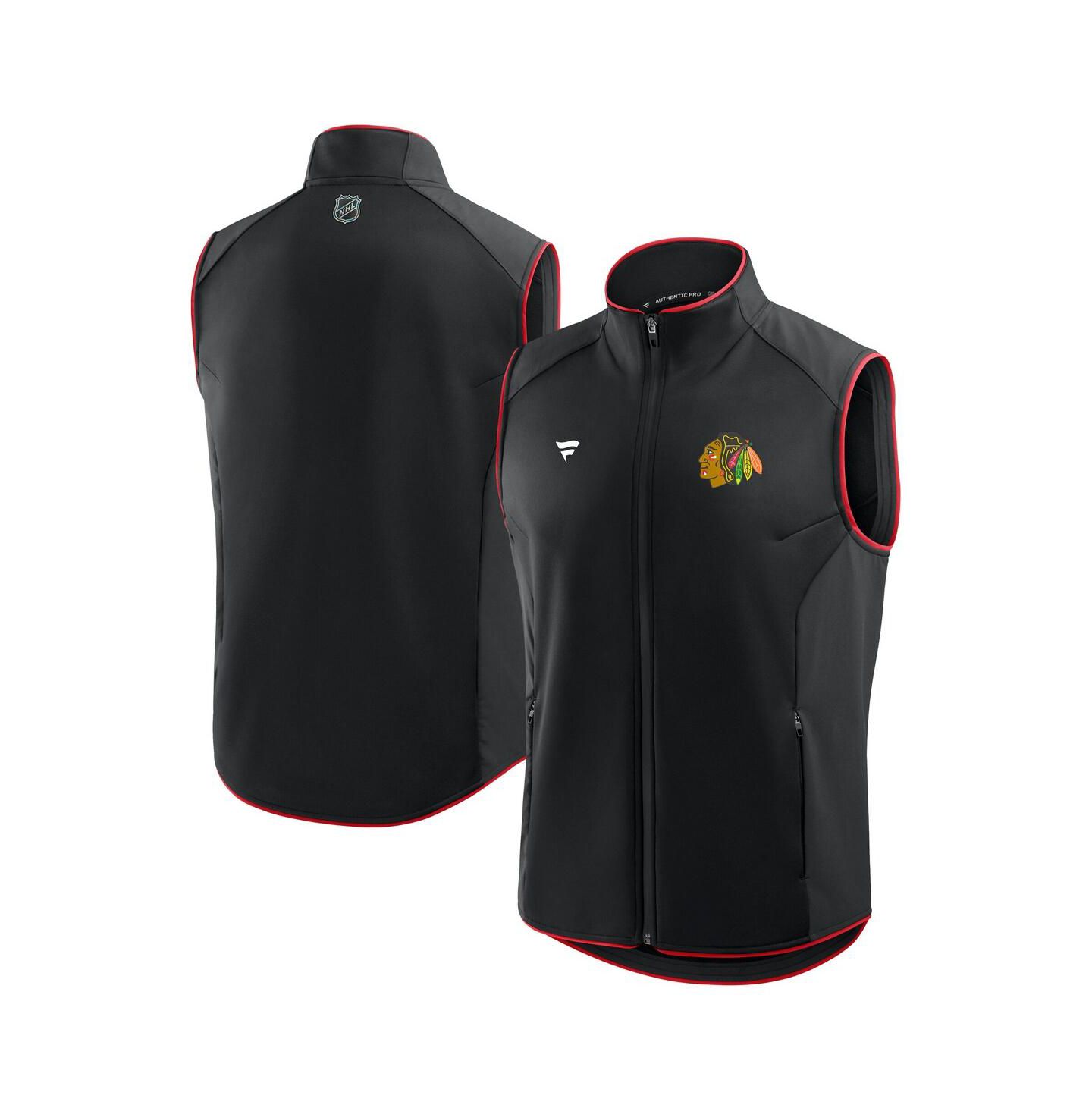 Мужской жилет Fanatics Black Chicago Blackhawks Authentic Pro Rink Full-Zip Vest — фото 1