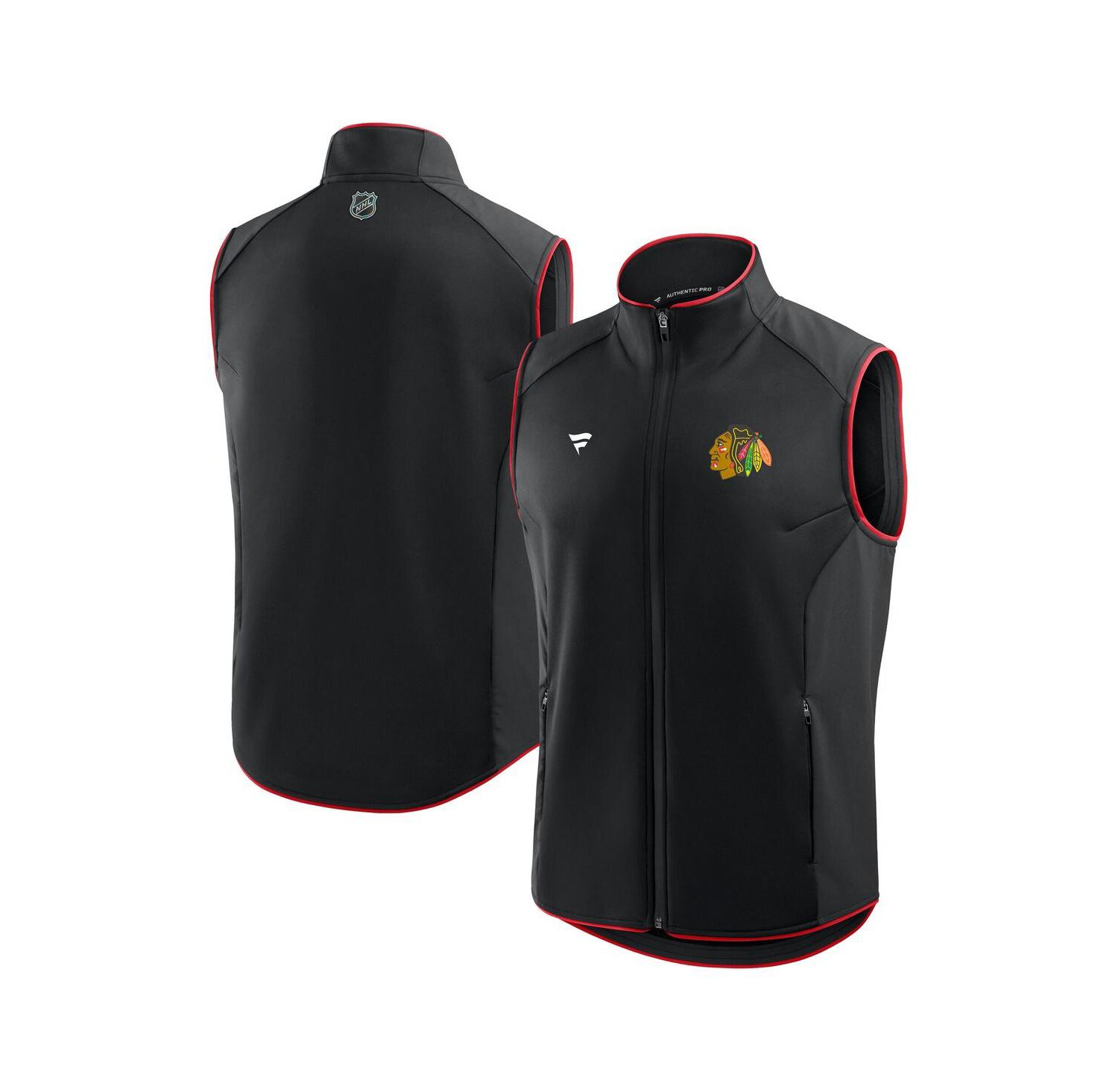 Men's Black Chicago Blackhawks Authentic Pro Rink Full-Zip Vest