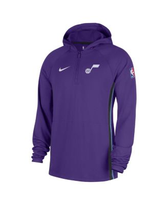 Men's Purple Utah Jazz Authentic On Court Zone Quarter-Zip Dri-FIT Hoodie Jacket