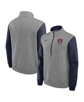 Nike - Men's Heather Gray Auburn Tigers Club Fleece Half-Zip Pullover
