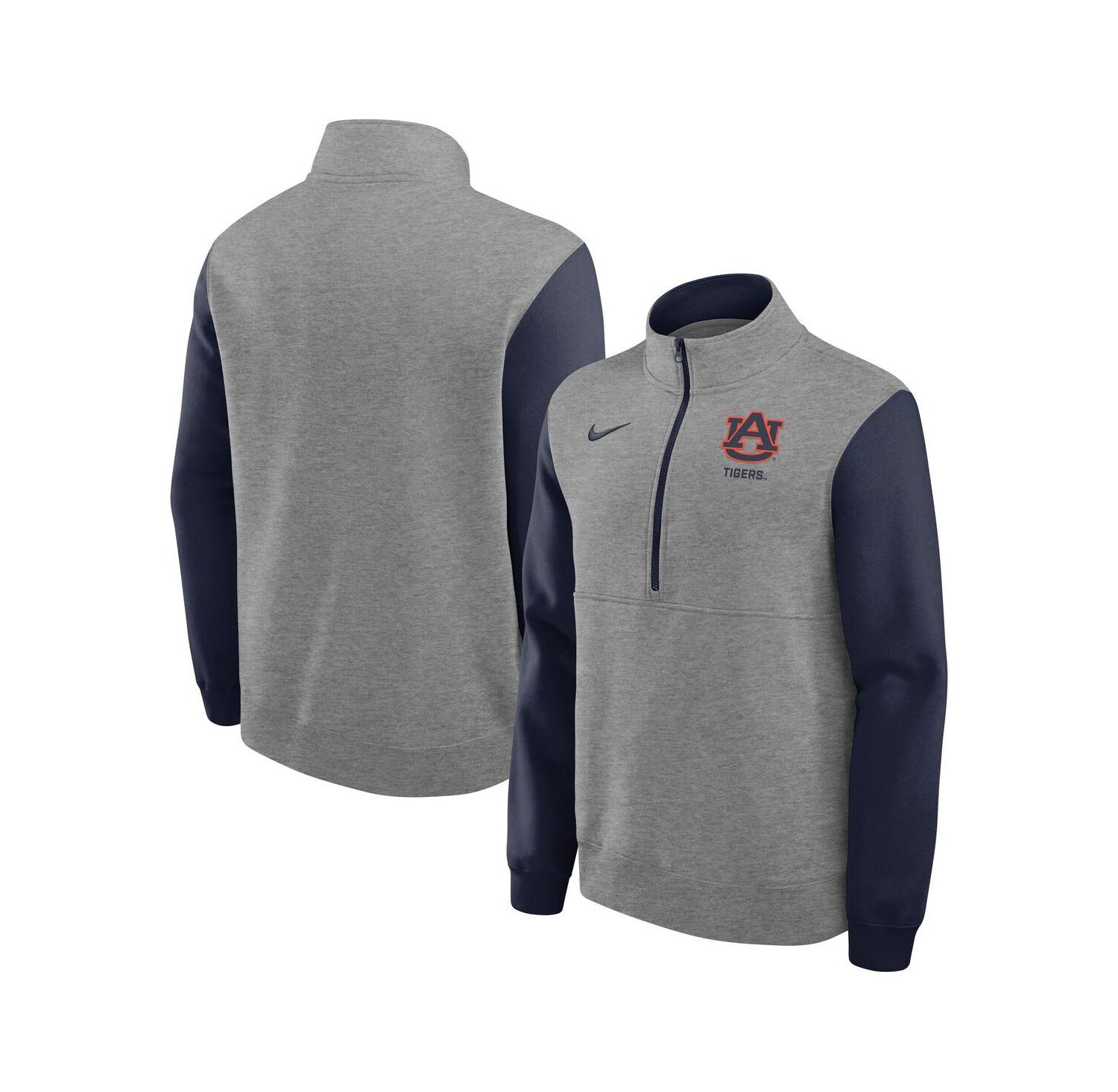 Men's Heather Gray Auburn Tigers Club Fleece Half-Zip Pullover Sweatshirt