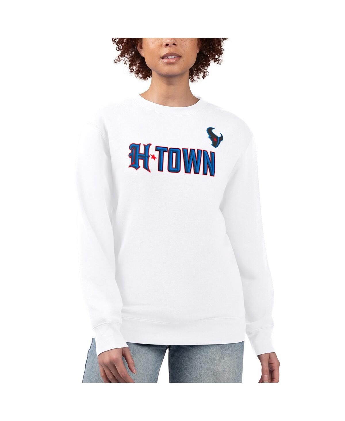 G-iii 4Her by Carl Banks Women's White Houston Texans H-Town Fleece Pullover Sweatshirt