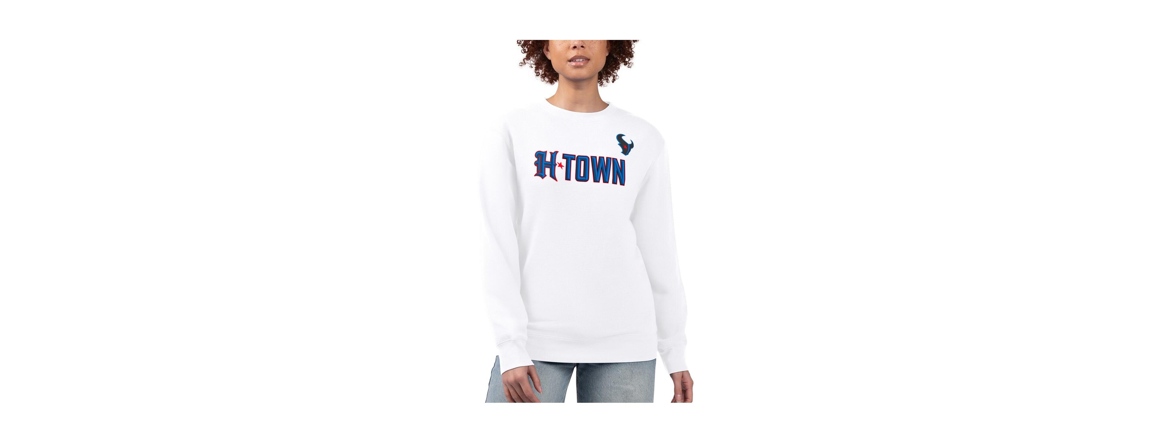 G-iii 4Her by Carl Banks Women's White Houston Texans H-Town Fleece Pullover Sweatshirt