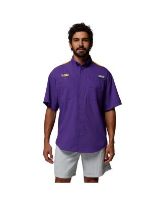 Columbia - Men's Purple LSU Tigers Tamiami Colorblock Omni-Shade Button-Down Shirt