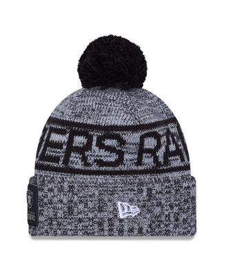 Men's Black Las Vegas Raiders 2025 Sideline Cold Weather Cuffed Pom with Knit Hat