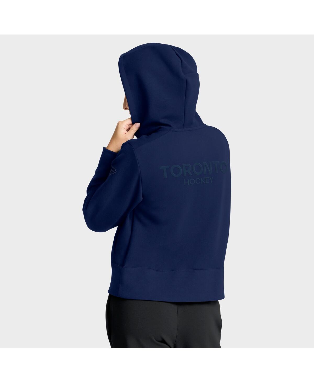 Fanatics Women's Navy Toronto Maple Leafs Authentic Pro Road Tri-Blend Quarter-Zip Hoodie