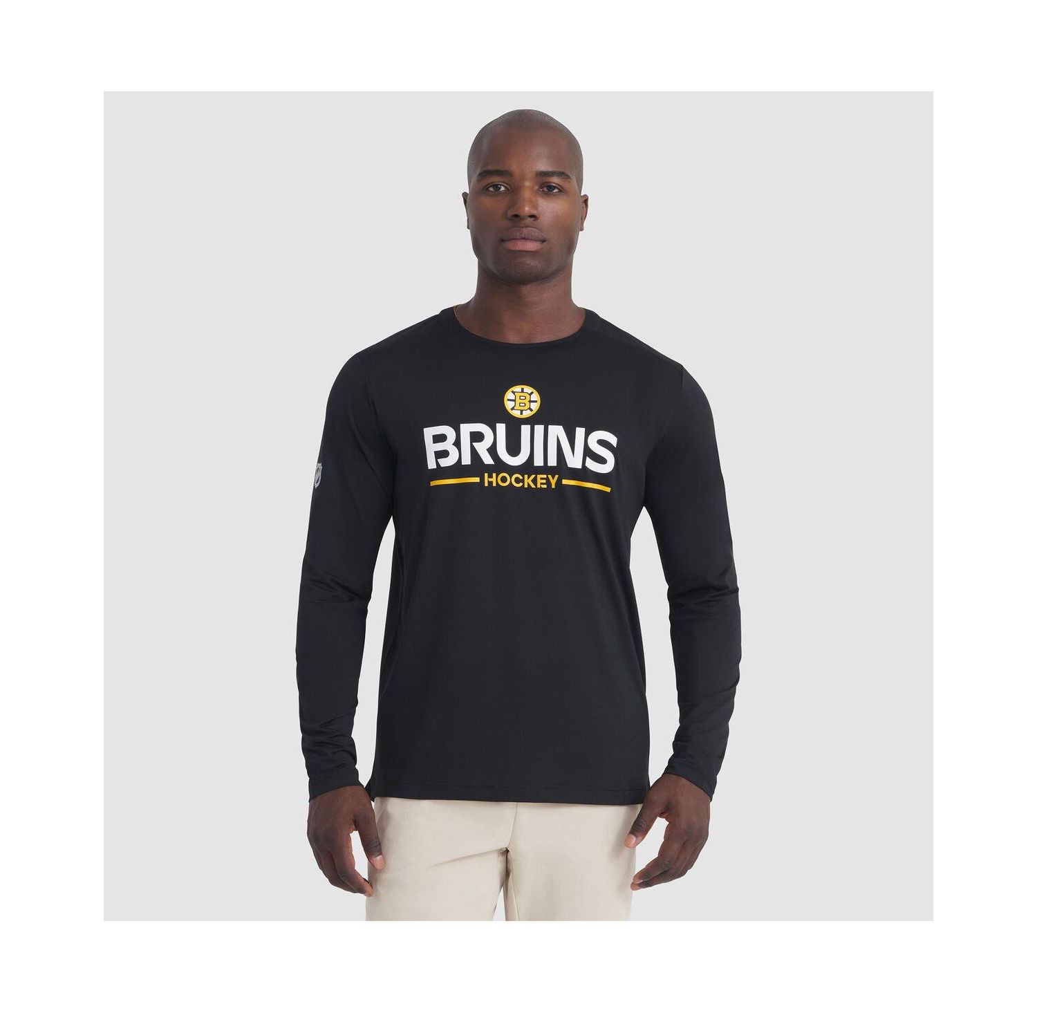 Men's Black Boston Bruins Authentic Pro Rink Tech Long Sleeve T-Shirt