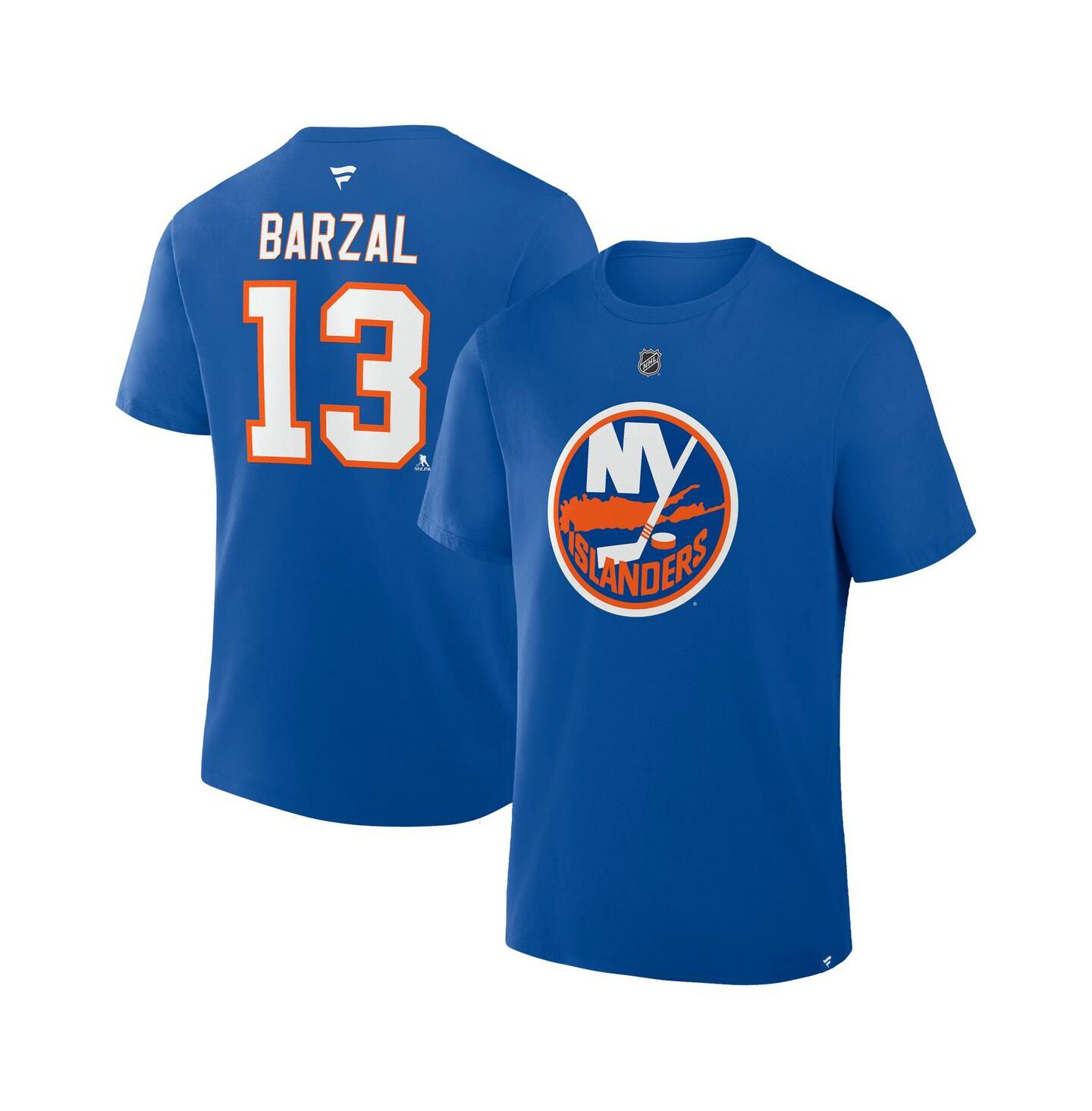 Мужская футболка Fanatics Mathew Barzal Royal New York Islanders Authentic Stack Name & Number — фото 1