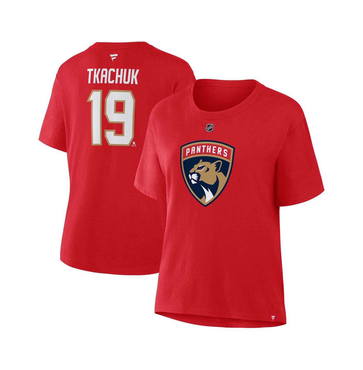 Женская футболка Fanatics Matthew Tkachuk Red Florida Panthers Authentic Stack Name & Number — фото 1