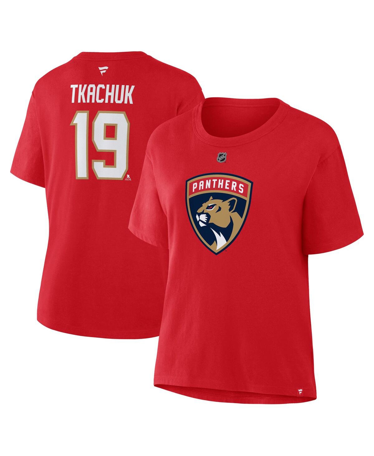 Fanatics Women's Matthew Tkachuk Red Florida Panthers Authentic Stack Name Number T-shirt In Red