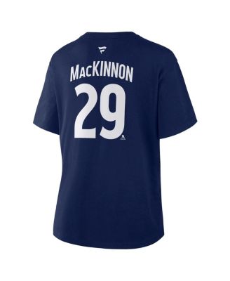 Women's Nathan MacKinnon Athletic Navy Colorado Avalanche Authentic Stack Name Number T-Shirt