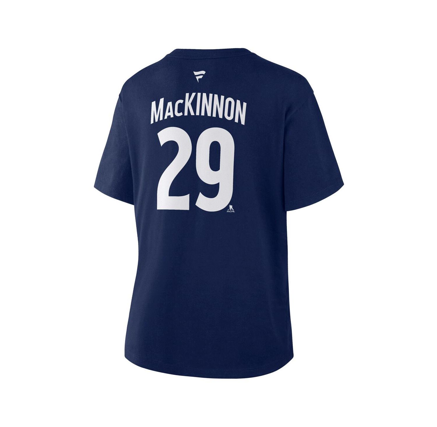 Women's Nathan MacKinnon Athletic Navy Colorado Avalanche Authentic Stack Name & Number T-Shirt