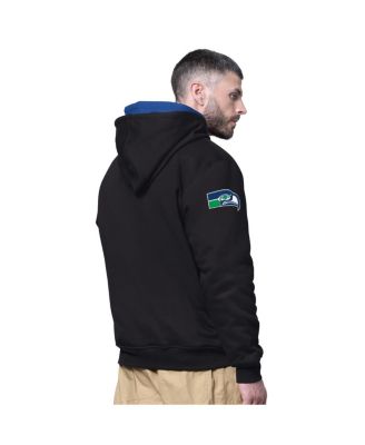 Men's Black Seattle Seahawks Big Shot Throwback Full-Zip Double Hoodie