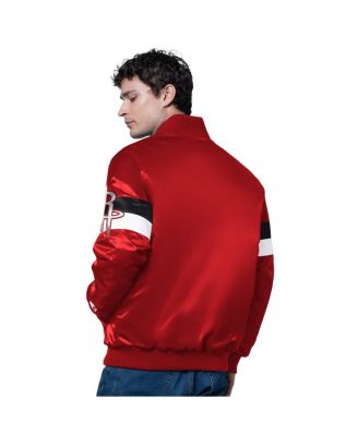 Men's Red Houston Rockets Triple Option Varsity Full-Snap Satin Jacket