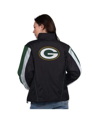 Women's Black/Green Green Bay Packers Thursday Night Gridiron Half-Zip Jacket