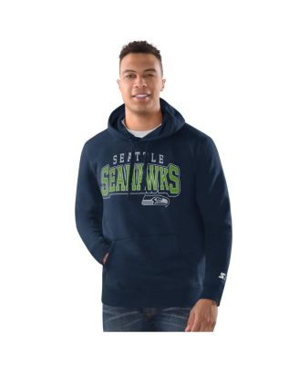 Starter - Men's College Navy Seattle Seahawks  Pullover Hoodie