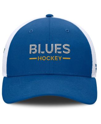 Men's Blue/White St. Louis Blues Authentic Pro Rink Lockup Adjustable Trucker Hat