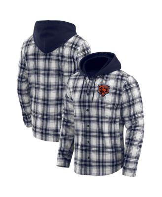 Fanatics - Men's NFL x Darius Rucker Collection by Navy Chicago Bears Plaid Flannel Quilted Full-Snap Shacket