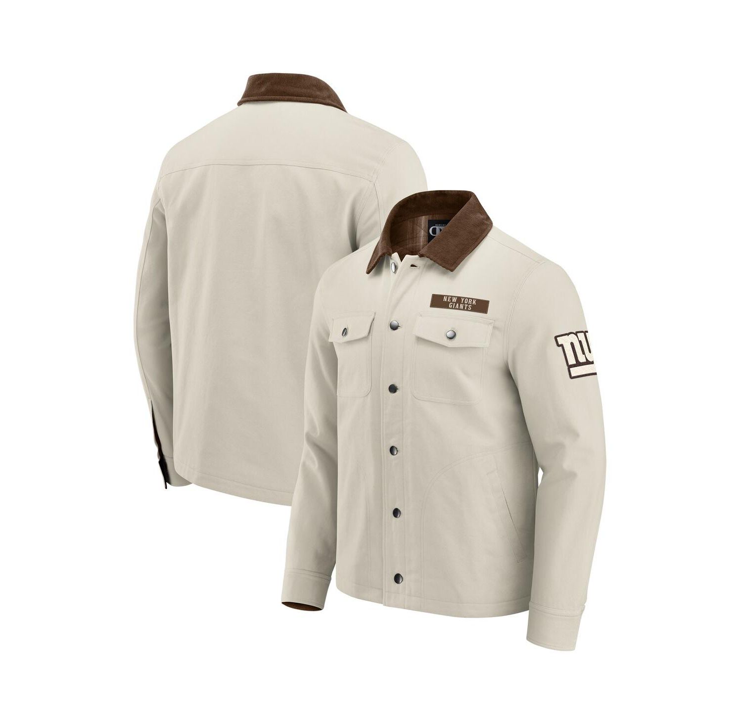 Men's NFL x Darius Rucker Collection by Tan New York Giants Midweight Canvas Full-Button Jacket