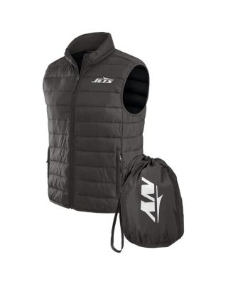 Fanatics - Men's NFL x Darius Rucker Collection by Black New York Jets Packable Full-Zip Vest with Travel Bag