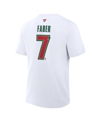 Men's Brock Faber White Minnesota Wild 25th Anniversary Alternate Authentic Stack Name Number T-Shirt
