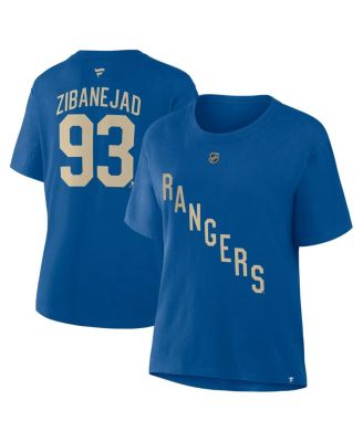 Fanatics - Women's Mika Zibanejad Blue New York Rangers Authentic Stack Name Number T-Shirt