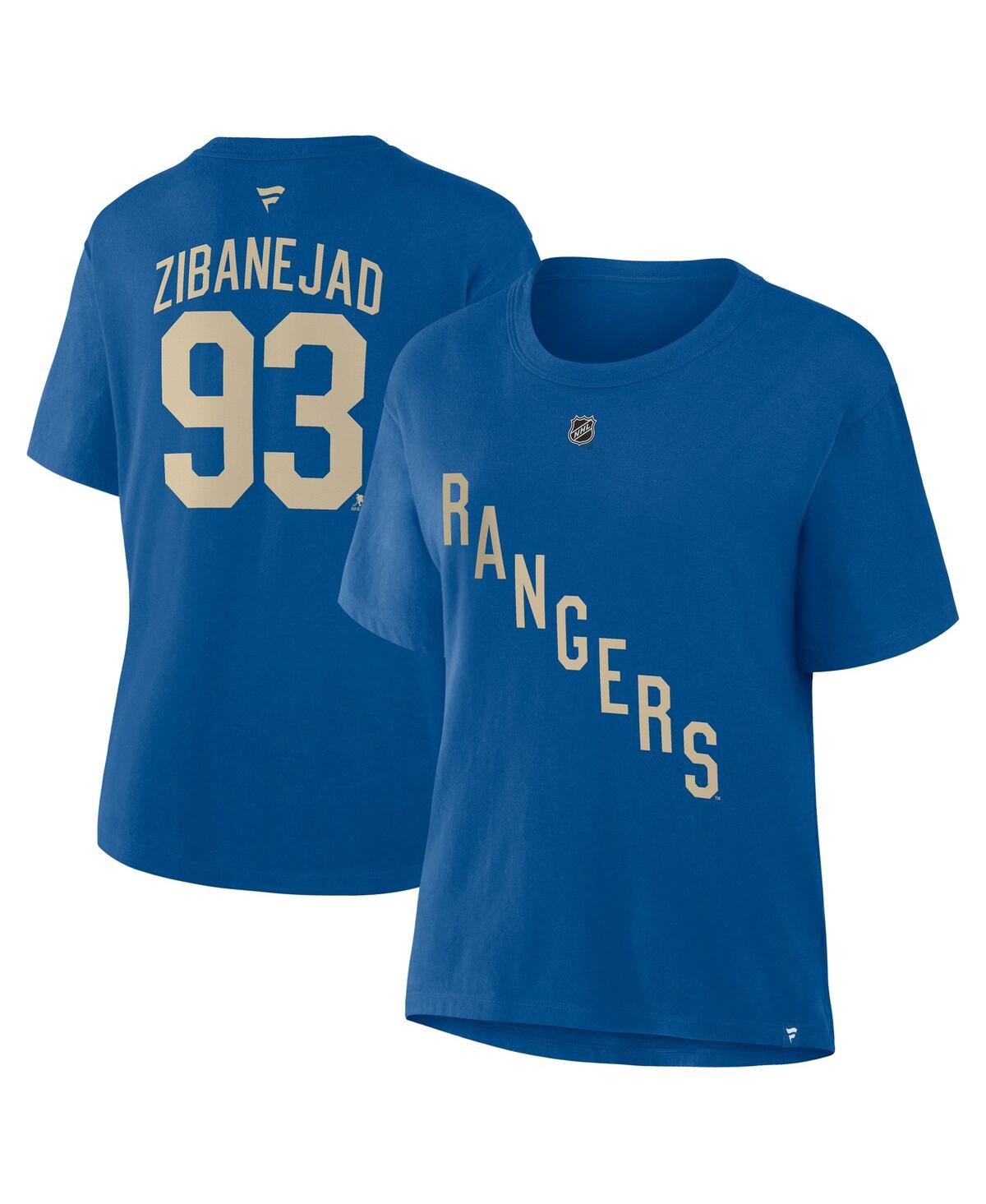 Fanatics Women's Mika Zibanejad Blue New York Rangers Authentic Stack Name Number T-shirt In Blue