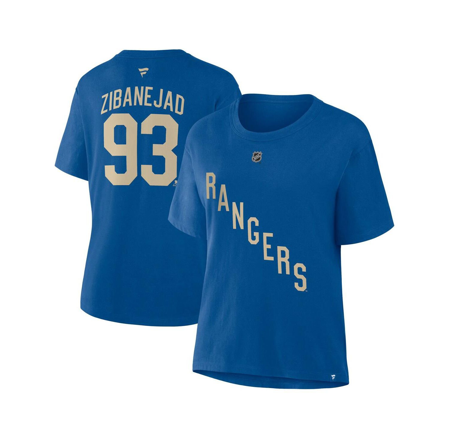 Women's Mika Zibanejad Blue New York Rangers Authentic Stack Name & Number T-Shirt