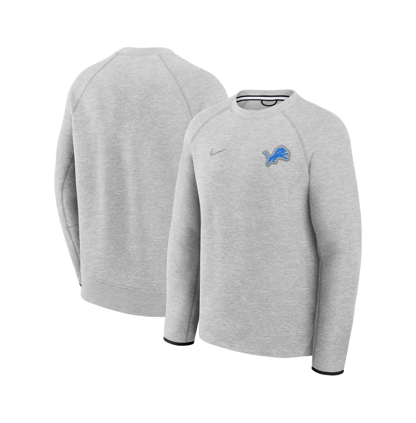Мужская толстовка Nike Heather Gray Detroit Lions Tech Fleece Raglan — фото 1
