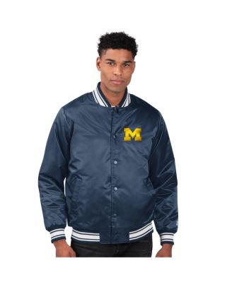 Starter - Men's Navy Michigan Wolverines Core Satin Varsity Full-Snap Jacket