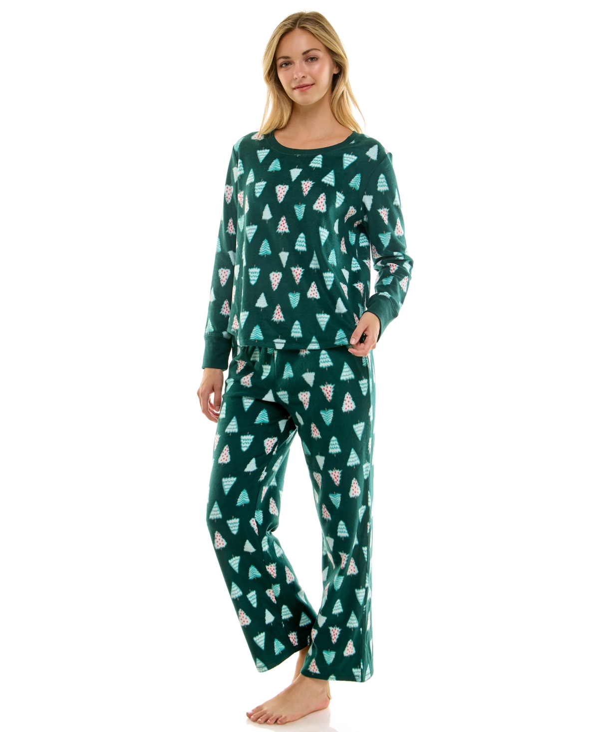 Roudelain Women's 2-Piece Printed Long-Sleeve Top and Straight Leg Pants