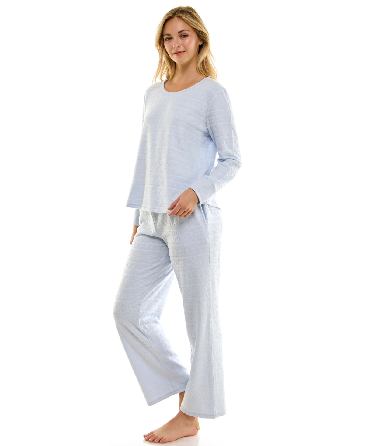 Roudelain Women's 2-Piece Printed Long-Sleeve Top and Straight Leg Pants