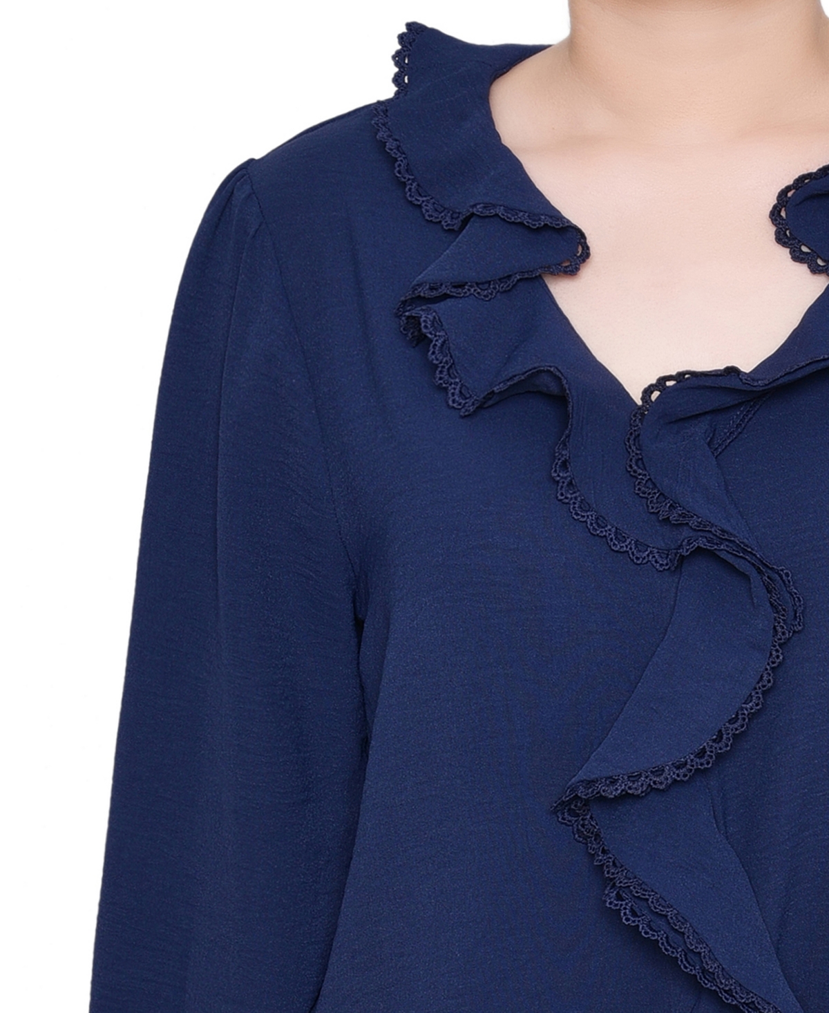 Ny Collection Petite Short sleeve Ruffle Front Top