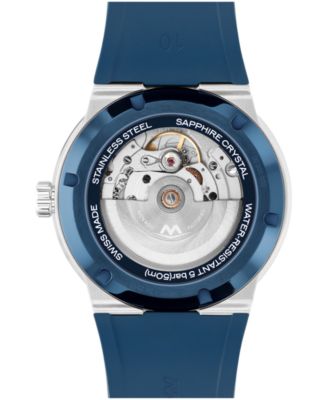 Men's Bold Fusion Automatic Swiss Blue Silicone Watch, 43.50mm