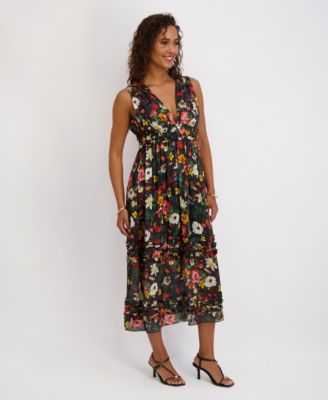 Women's V-Neck Printed Striped Dress