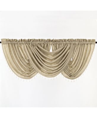 2-Pack: Beaded Emerald Crepe Waterfall Valances - 44 in. W x 37 in. L, Pumpkin Spice/Terracotta