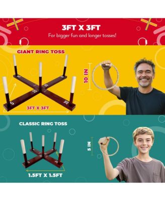 XL Ring Toss Game (3ft x 3ft) All Weather - New Zealand Pine - With 15+ Games - Yard Games for Adults - Backyard Games