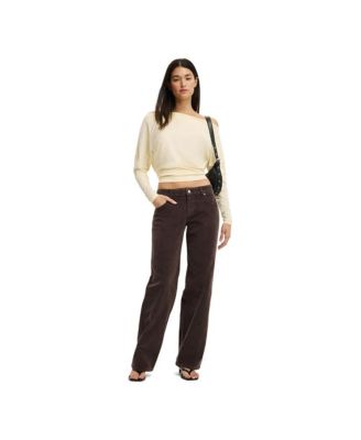 Women's Low Rise Straight Cord Pant