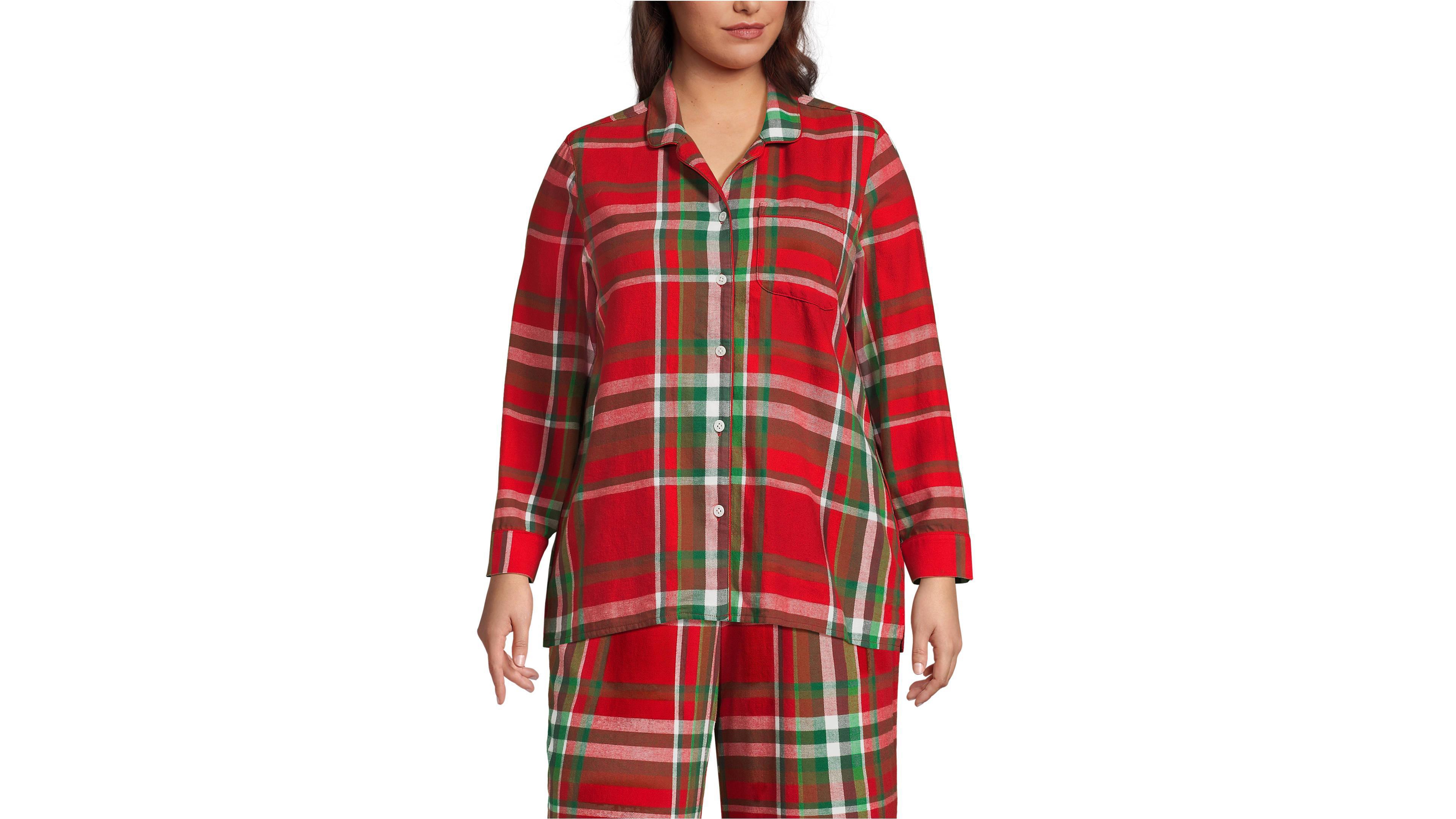 Lands' End Plus Long Sleeve Print Flannel Pajama Top