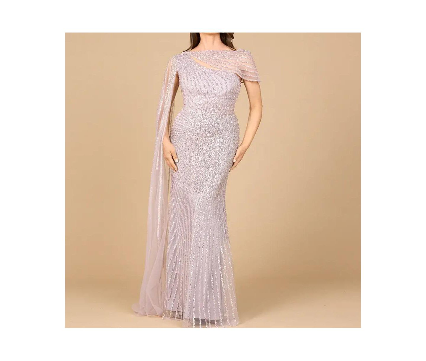 Женские платья Lara One Shoulder Fitted Gown with Cape Sleeve, цвет: Пыльный фиолетовый — фото 2
